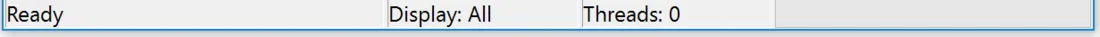 Angry IP Scanner status bar showing Ready, Display: All and Threads: 0